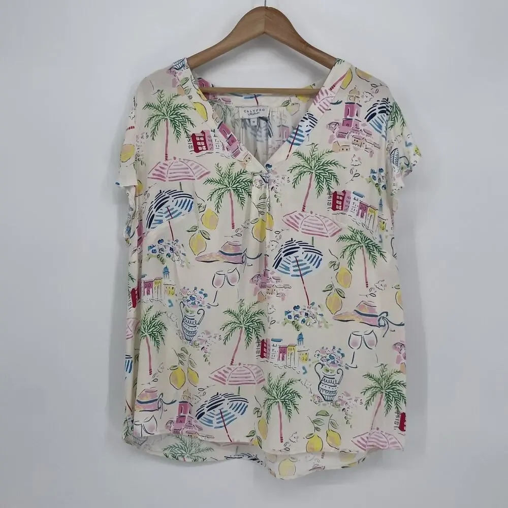NWT Calypso St Barth Tropical Print Blouse Women’s Plus Size 1X Resort Vacation - Picture 2 of 8